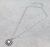 Western Square Flower Concho with Bling Necklace