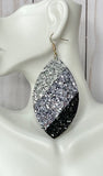 Silver, Grey, Black Glitter Teardrop Earrings