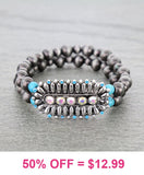 Siilver navajo pearl bracelet  with bling turquoise concho