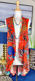 Tangerine Floral Long Vest