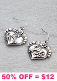 Silver Horse Heart earrings