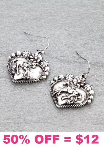 Silver Horse Heart earrings