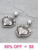 Western heart earrings with steers