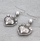 Western heart earrings with steers