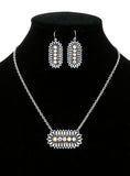 Silver oval concho necklace and earring set