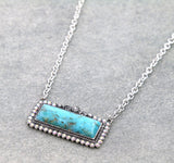 Turquoise Rectangle stone earrings with bling silver border