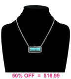 Turquoise Rectangle stone earrings with bling silver border