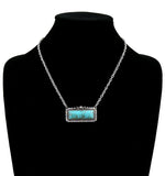 Turquoise Rectangle stone earrings with bling silver border