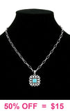 Western Square Flower Concho necklace with turquoise
