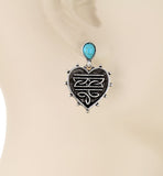 Western Heart earrings Turquoise stone