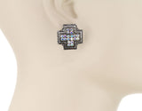 Silver Bling cross stud earrings