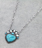 Turquoise Heart necklace with bling crown