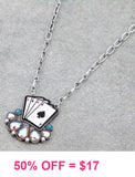 Playing cards bling pendant necklace