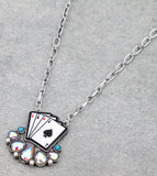 Playing cards bling pendant necklace