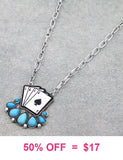 Playing cards Turquoise pendant necklace