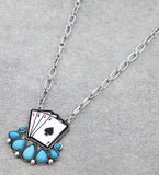 Playing cards Turquoise pendant necklace