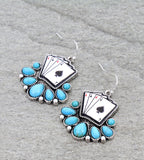 Playing cards turquoise stone earrings