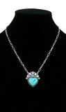 Turquoise Heart necklace with bling crown