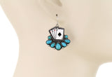 Playing cards turquoise stone earrings