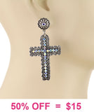 Silver & Bling dangle cross earrings