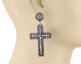 Silver & Bling dangle cross earrings