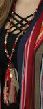 Red crystal necklace with red glitz tassel