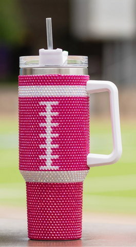 Bling Football 40 oz. tumbler - pink