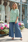 S, M, XL Mint Green paisley top with v-neck