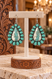 Turquoise inlay teardrop earrings with cream center stone
