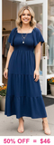 Navy blue smocked maxi dress