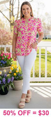 Pink & Lime v-neck top