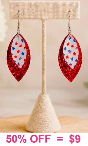 Red glitter & stars earrings