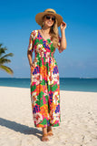 Pink & Green Flower Maxi Dress