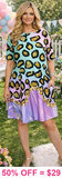 Purple & Pastel Leopard dress with pockets