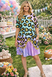 Purple & Pastel Leopard dress with pockets