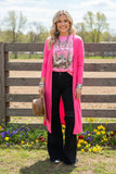 S/M : Hot Pink duster cardigan with pockets