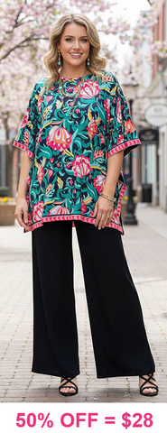 Floral Poncho Style Tunic Top