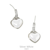 Pearl heart earrings silver tone