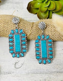 Turquoise Rectangle Concho Earrings with silver stud post