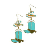 Turquoise cowgirl boot earrings