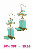 Turquoise cowgirl boot earrings