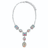 Clear Stone Silver Gem Rhinestone Y shaped necklace