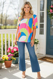 Colorful Square Neck Top