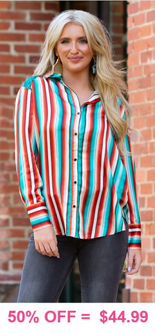 Serape Button Up with sequin shoulder detail