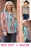 Serape Button Up with sequin shoulder detail