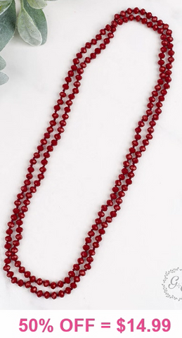 Maroon Crystal Strand 60" Layering Necklace