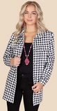 S,2X,3X : Black & White houndstooth shacket coat