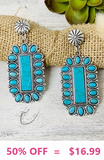 Turquoise Rectangle Concho Earrings with silver stud post