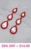 Red Iridescent Stone 3 Dangle Earrings