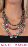 Multi Color & Turquoise, Silver Navajo pearl, 3 layer necklace